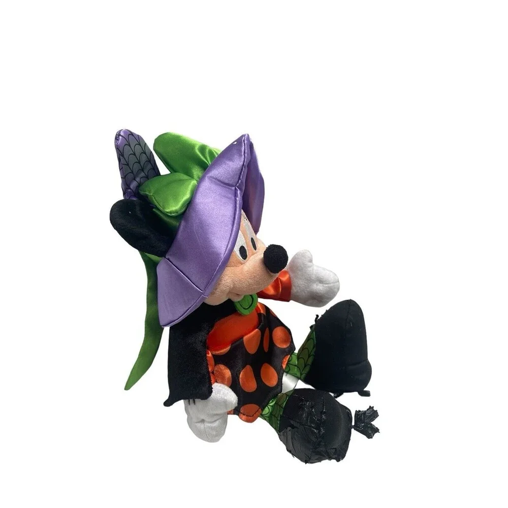 Disney Parks Minnie Mouse Witch Halloween Plush Purple Black Orange Polka Dots